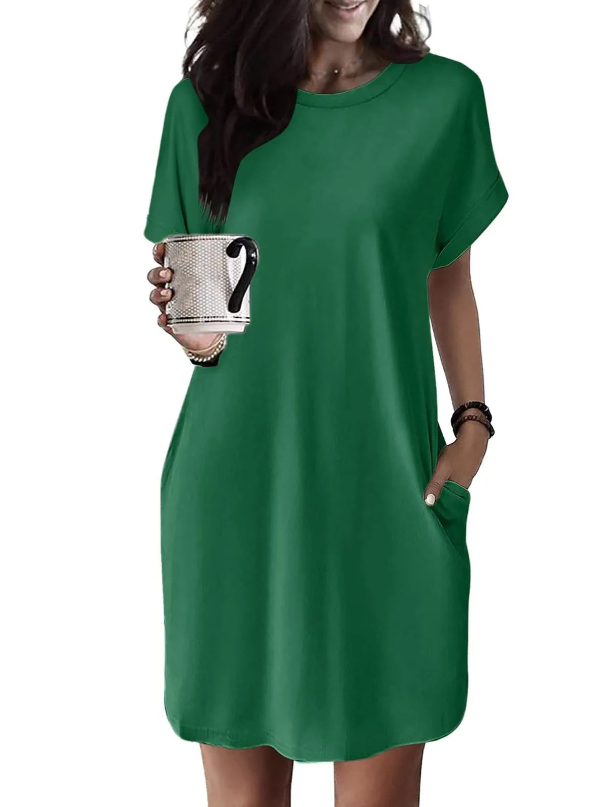 Women's Casual Short Sleeve T-Shirt Dress with Pockets (Buy 2 Free Shipping)