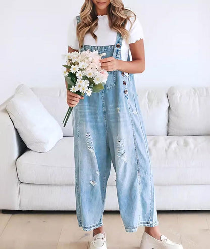 ✨Loose Fit Adjustable Strap Distressed Denim Bib Overalls(buy 2 free shipping!!!)