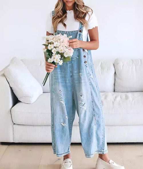 ✨Loose Fit Adjustable Strap Distressed Denim Bib Overalls(buy 2 free shipping!!!)