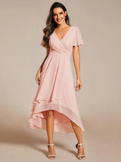 ✨Ruffles Sleeve Pleated V-Neck A-Line Midi Dress (buy two free shipping!!!)