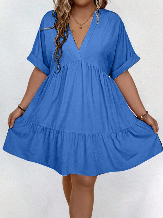 ✨Women's Casual Plain V Neck Batwing Sleeve Dress