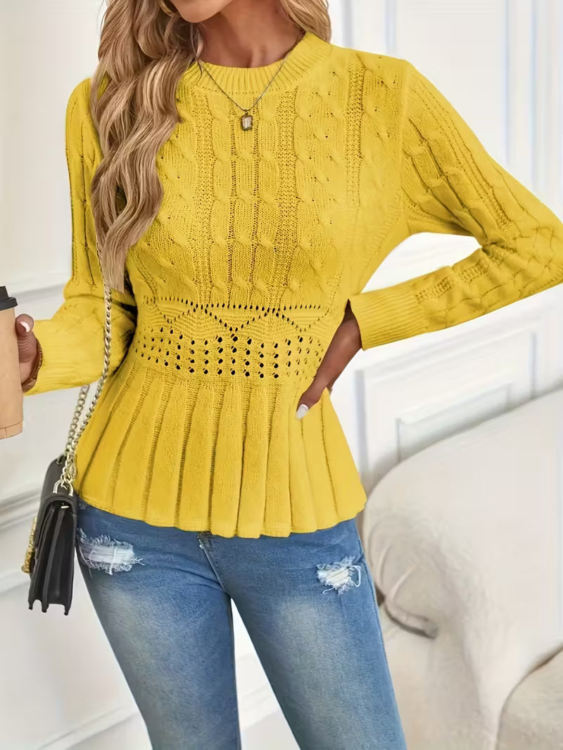 ✨Women's Chunky Knit Crew Neck Long Sleeve Knit Top (Buy 2 Free Shipping)