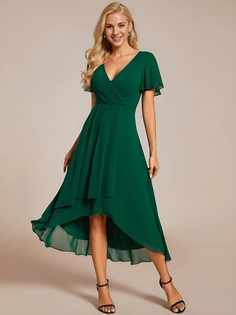 ✨Ruffles Sleeve Pleated V-Neck A-Line Midi Dress (buy two free shipping!!!)