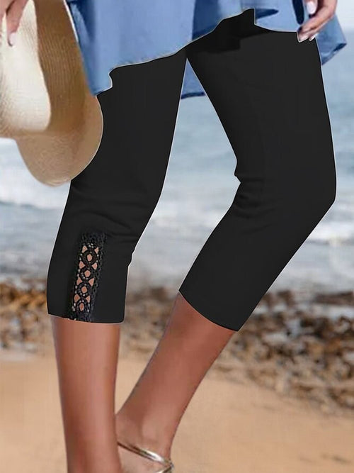Women's Black Cut Out Capri Leggings