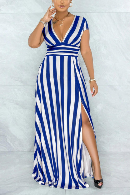 SEXY STRIPED HIGH WAIST MAXI DRESS - BUY 2 FREE SHIPPING