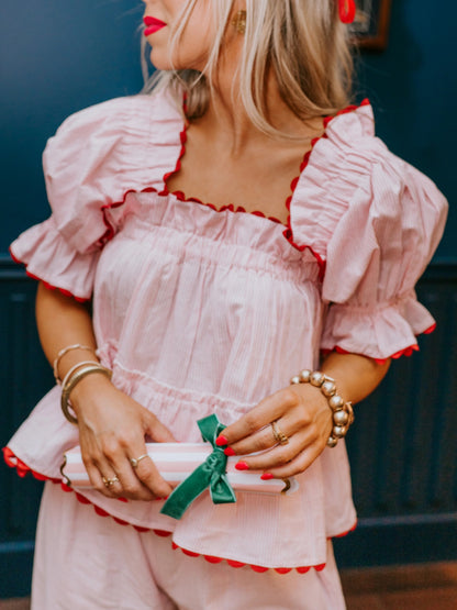 ✨Women's Christmas Plaid Ruffle Puff Sleeve Pajamas Set(BUY 2 FREE SHIPPING)