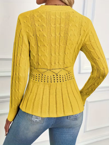 ✨Women's Chunky Knit Crew Neck Long Sleeve Knit Top (Buy 2 Free Shipping)