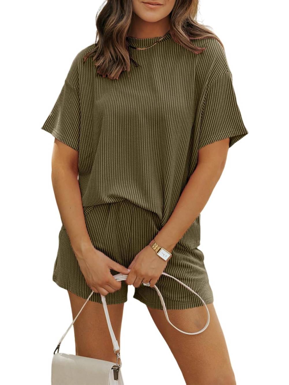 ✨Women's Ribbed Textured Knit Loose Lounge Shorts 2 Piece Set (Buy 2 Free Shipping)