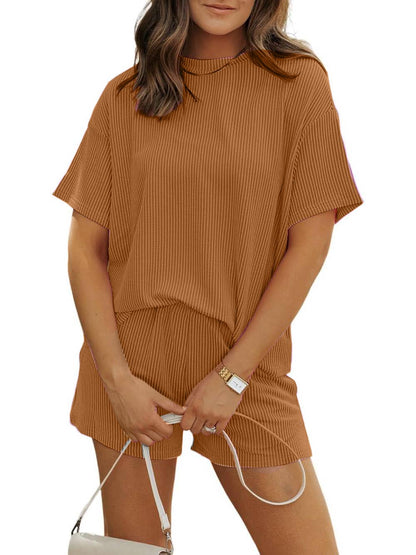 ✨Women's Ribbed Textured Knit Loose Lounge Shorts 2 Piece Set (Buy 2 Free Shipping)