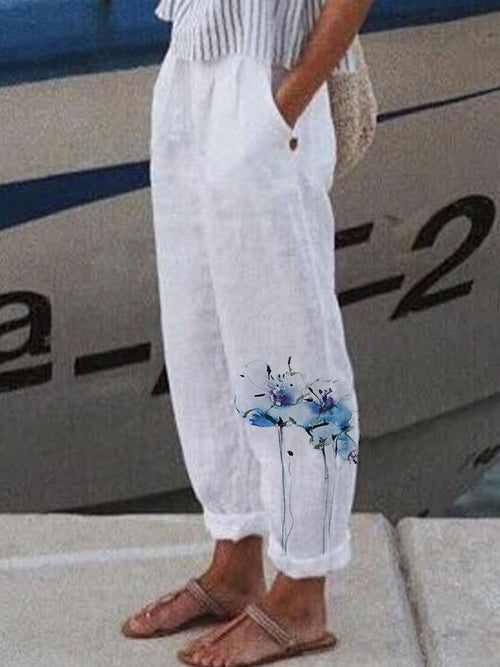 Women's Cotton Linen Daisy Casual Pants