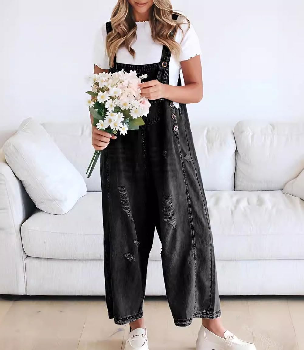 ✨Loose Fit Adjustable Strap Distressed Denim Bib Overalls(buy 2 free shipping!!!)