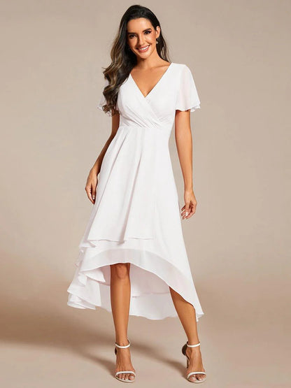 ✨Ruffles Sleeve Pleated V-Neck A-Line Midi Dress (buy two free shipping!!!)