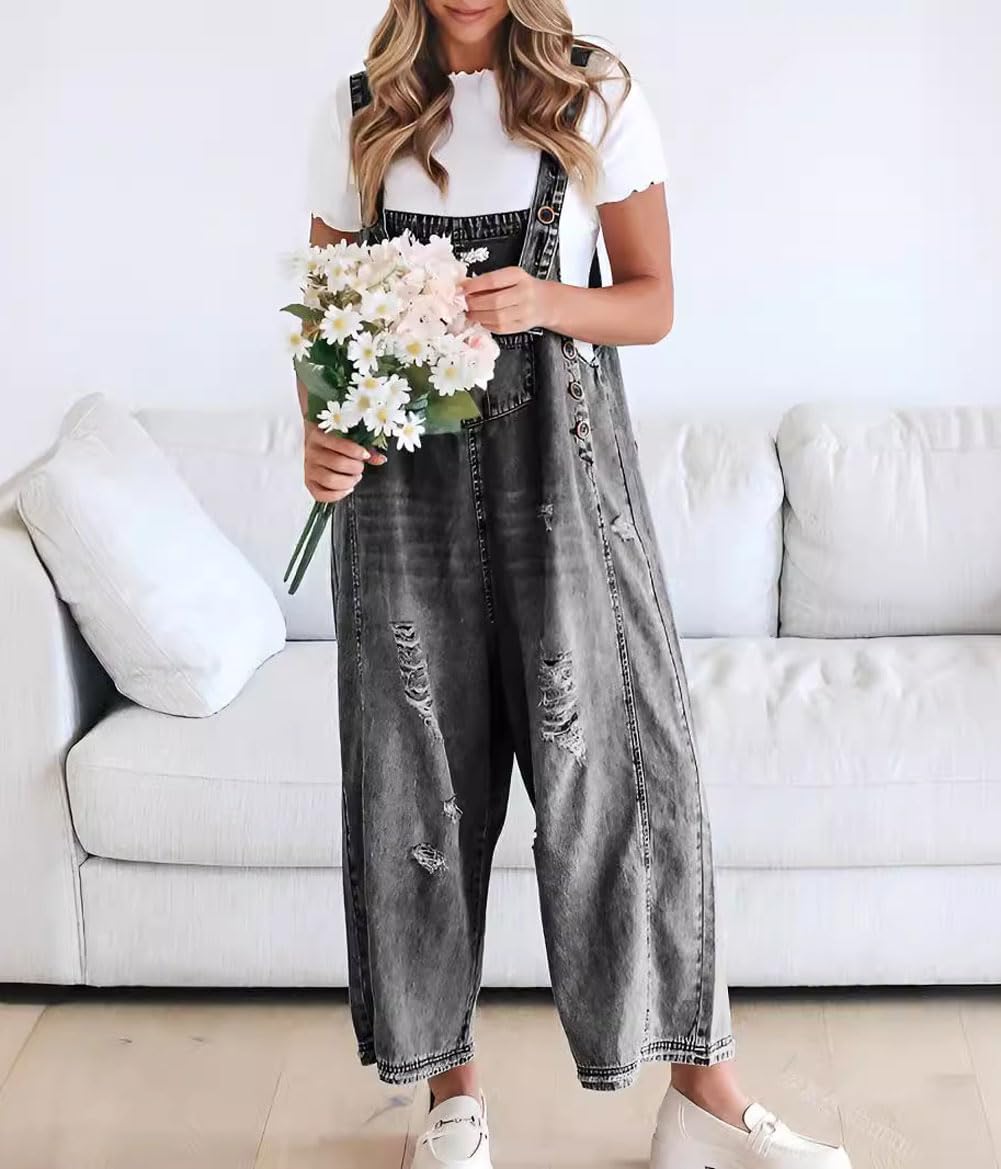 ✨Loose Fit Adjustable Strap Distressed Denim Bib Overalls(buy 2 free shipping!!!)