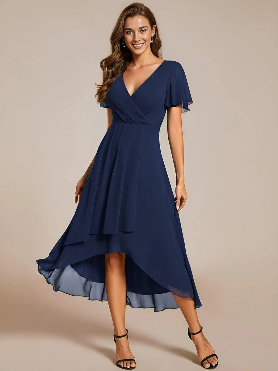 ✨Ruffles Sleeve Pleated V-Neck A-Line Midi Dress (buy two free shipping!!!)