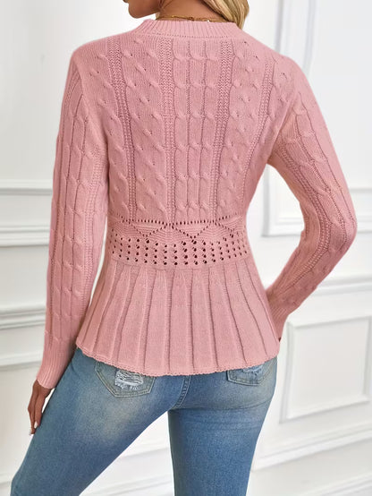 ✨Women's Chunky Knit Crew Neck Long Sleeve Knit Top (Buy 2 Free Shipping)