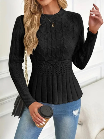 ✨Women's Chunky Knit Crew Neck Long Sleeve Knit Top (Buy 2 Free Shipping)