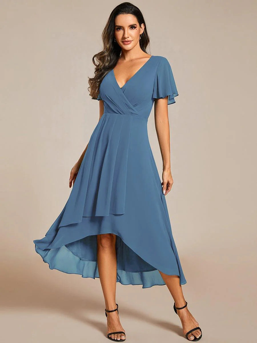 ✨Ruffles Sleeve Pleated V-Neck A-Line Midi Dress (buy two free shipping!!!)