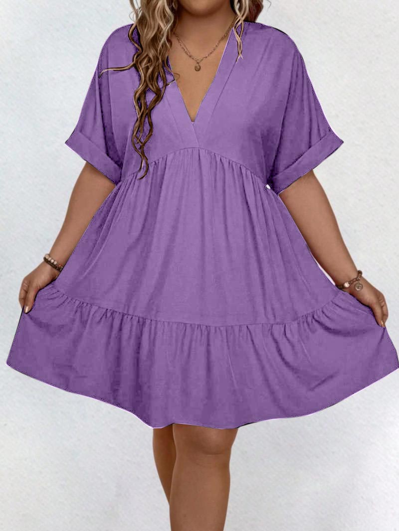 ✨Women's Casual Plain V Neck Batwing Sleeve Dress