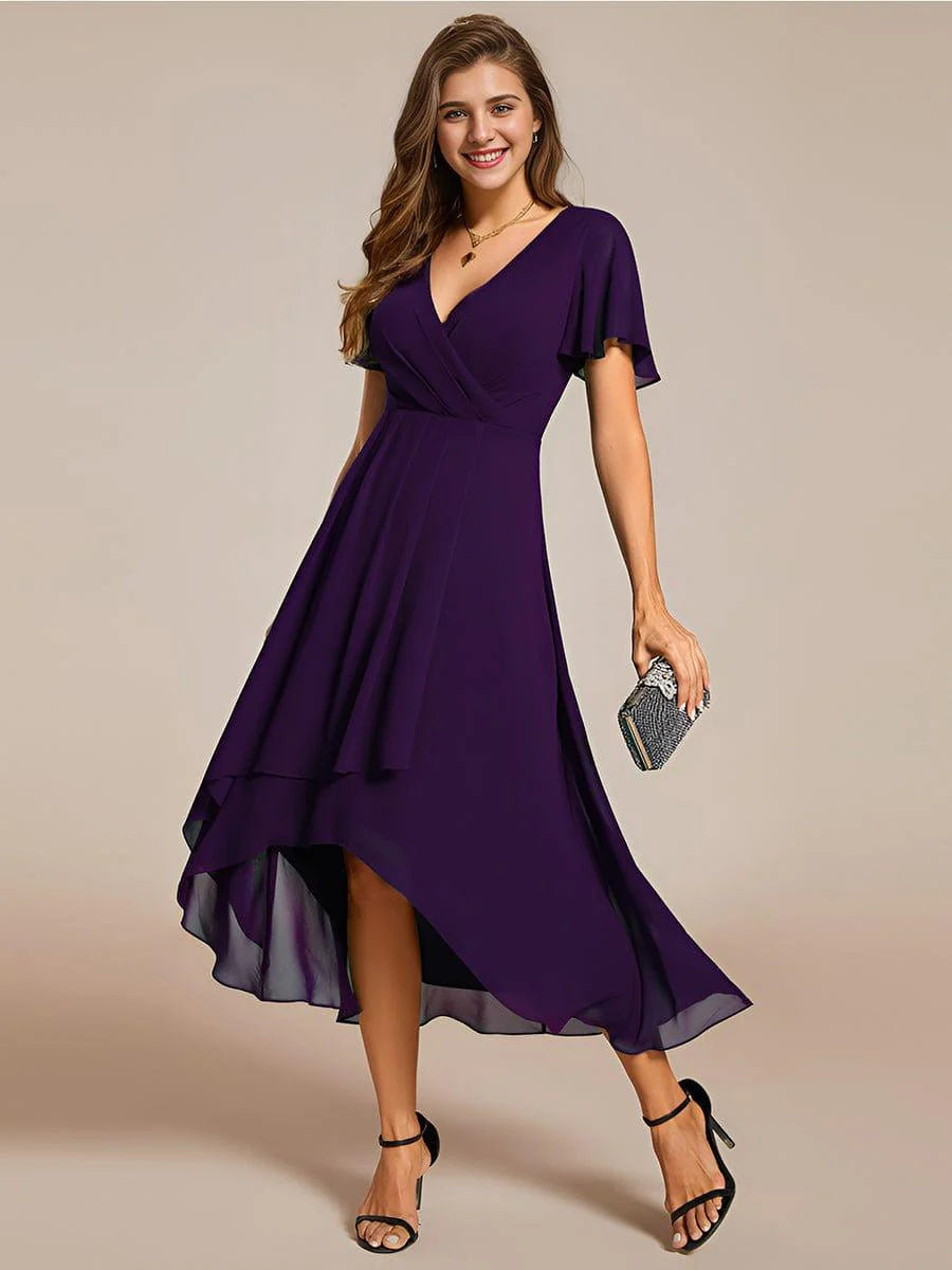 ✨Ruffles Sleeve Pleated V-Neck A-Line Midi Dress (buy two free shipping!!!)