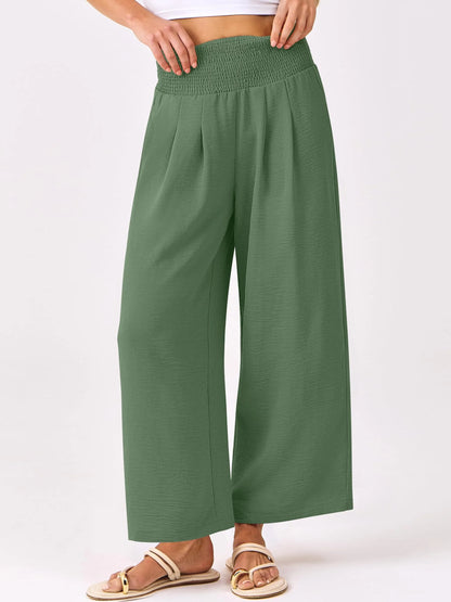Women's Smocked Waist Wide Leg Palazzo Pants (Buy 2 Free Shipping)