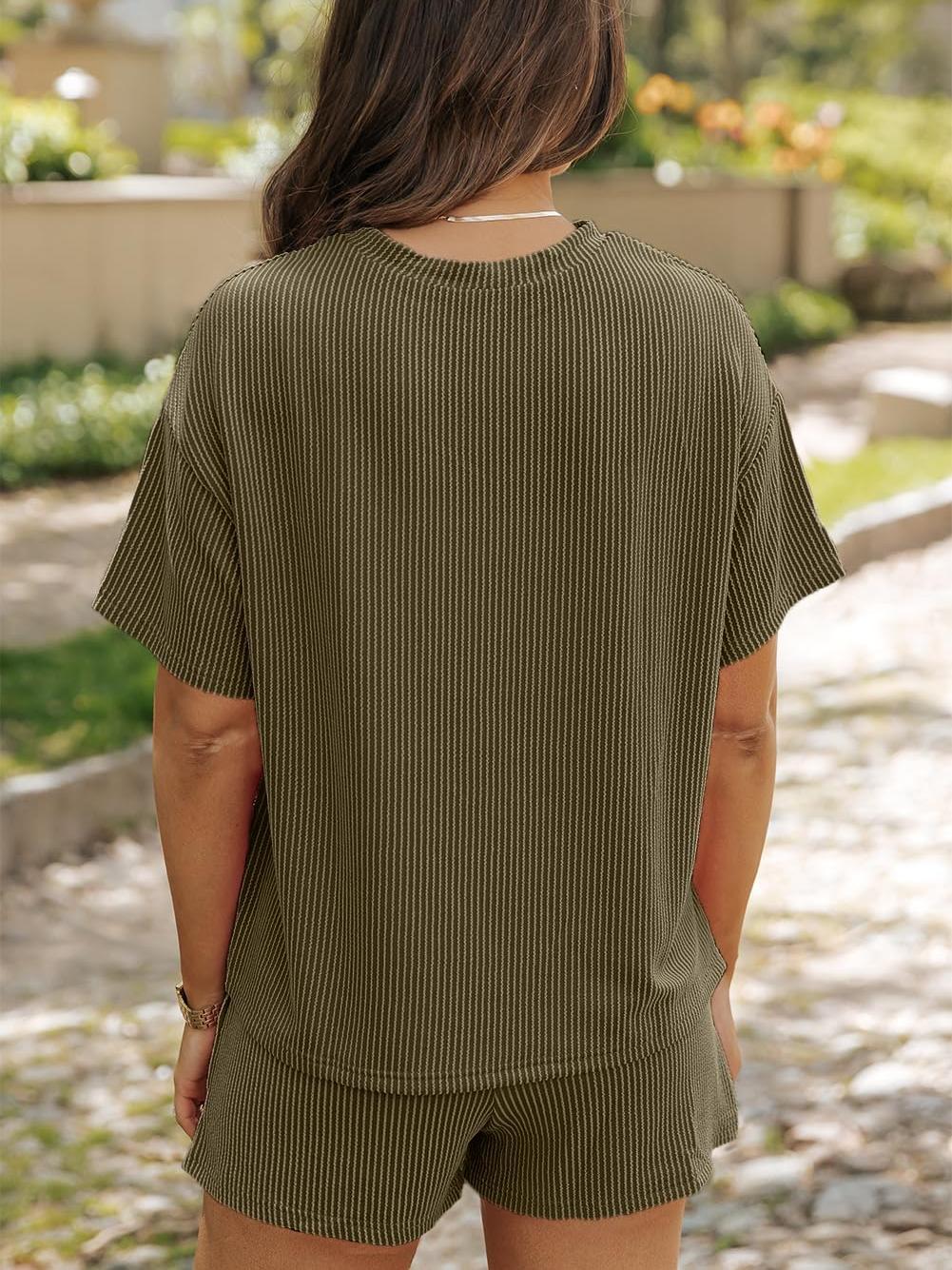 ✨Women's Ribbed Textured Knit Loose Lounge Shorts 2 Piece Set (Buy 2 Free Shipping)