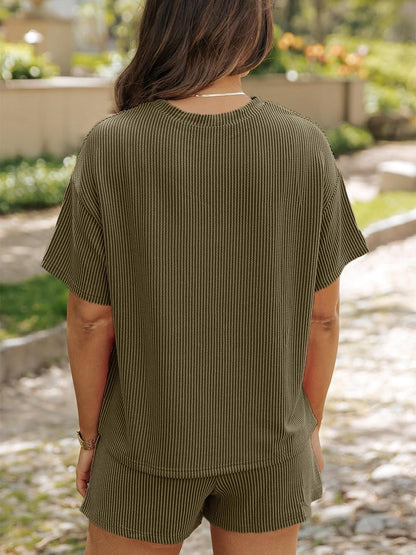 ✨Women's Ribbed Textured Knit Loose Lounge Shorts 2 Piece Set (Buy 2 Free Shipping)