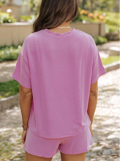 ✨Women's Ribbed Textured Knit Loose Lounge Shorts 2 Piece Set (Buy 2 Free Shipping)