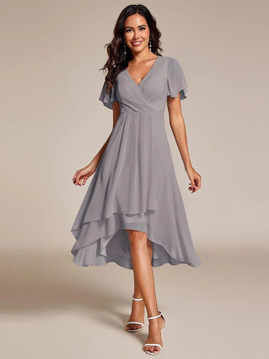 ✨Ruffles Sleeve Pleated V-Neck A-Line Midi Dress (buy two free shipping!!!)