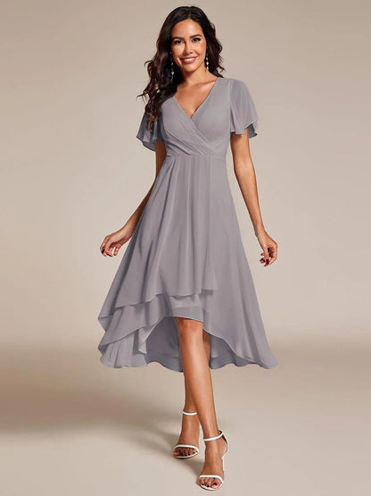 ✨Ruffles Sleeve Pleated V-Neck A-Line Midi Dress (buy two free shipping!!!)