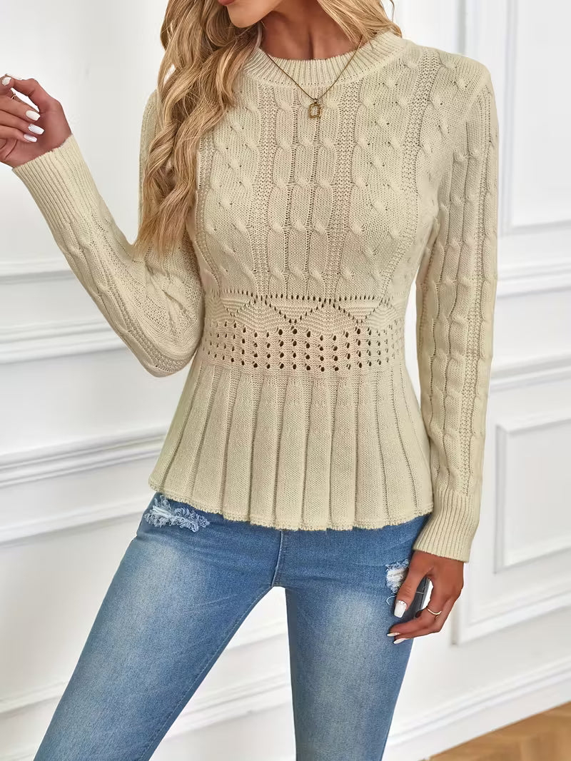 ✨Women's Chunky Knit Crew Neck Long Sleeve Knit Top (Buy 2 Free Shipping)