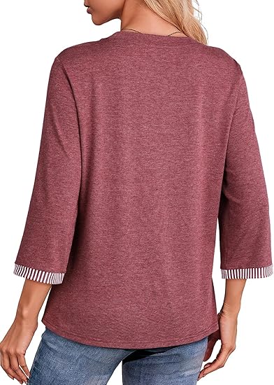 2026 New Women's 3/4 Length Sleeve T Shirts Casual Crew Neck Basic Blouses(buy 3 free shipping!!!)