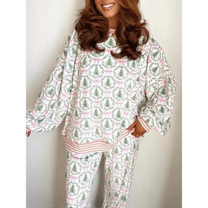 ✨Christmas Tree Bow Top and Pants Lounge Set