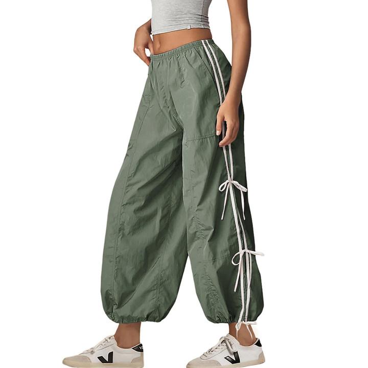 ✨ Women's Parachute Pants Elastic High Waist Full Twist Hiking Cargo Pants(Buy 2 Free Shipping!!)
