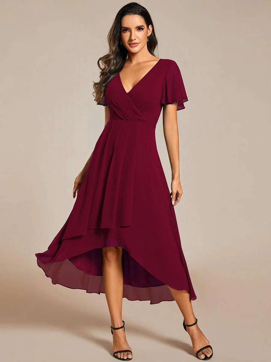 ✨Ruffles Sleeve Pleated V-Neck A-Line Midi Dress (buy two free shipping!!!)