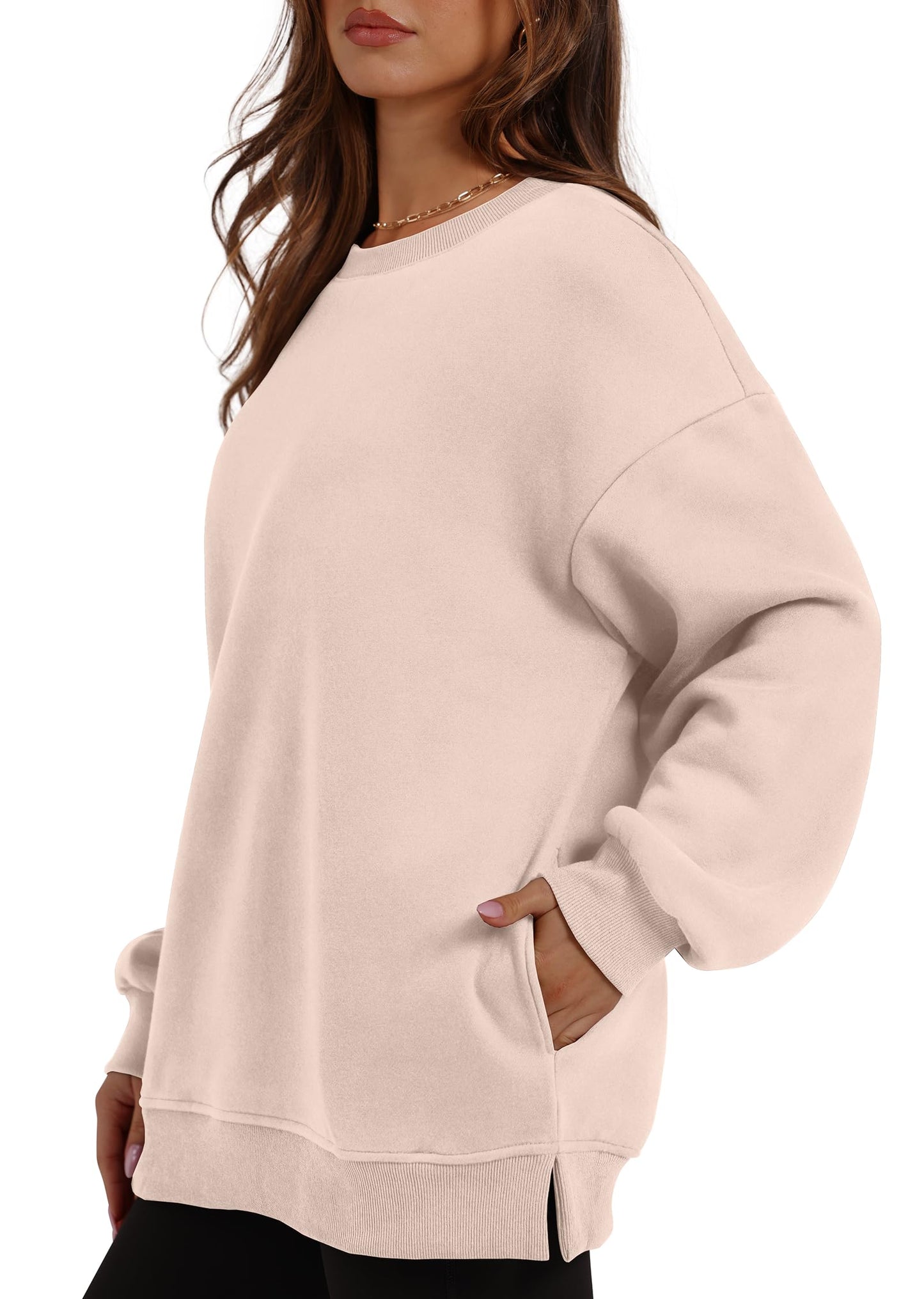 Women's Oversized Fleece Pullover with Hidden Pockets Buy 2 Free Shipping
