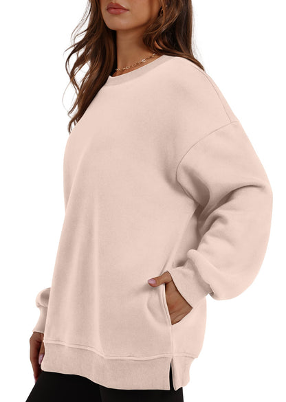 Women's Oversized Fleece Pullover with Hidden Pockets Buy 2 Free Shipping