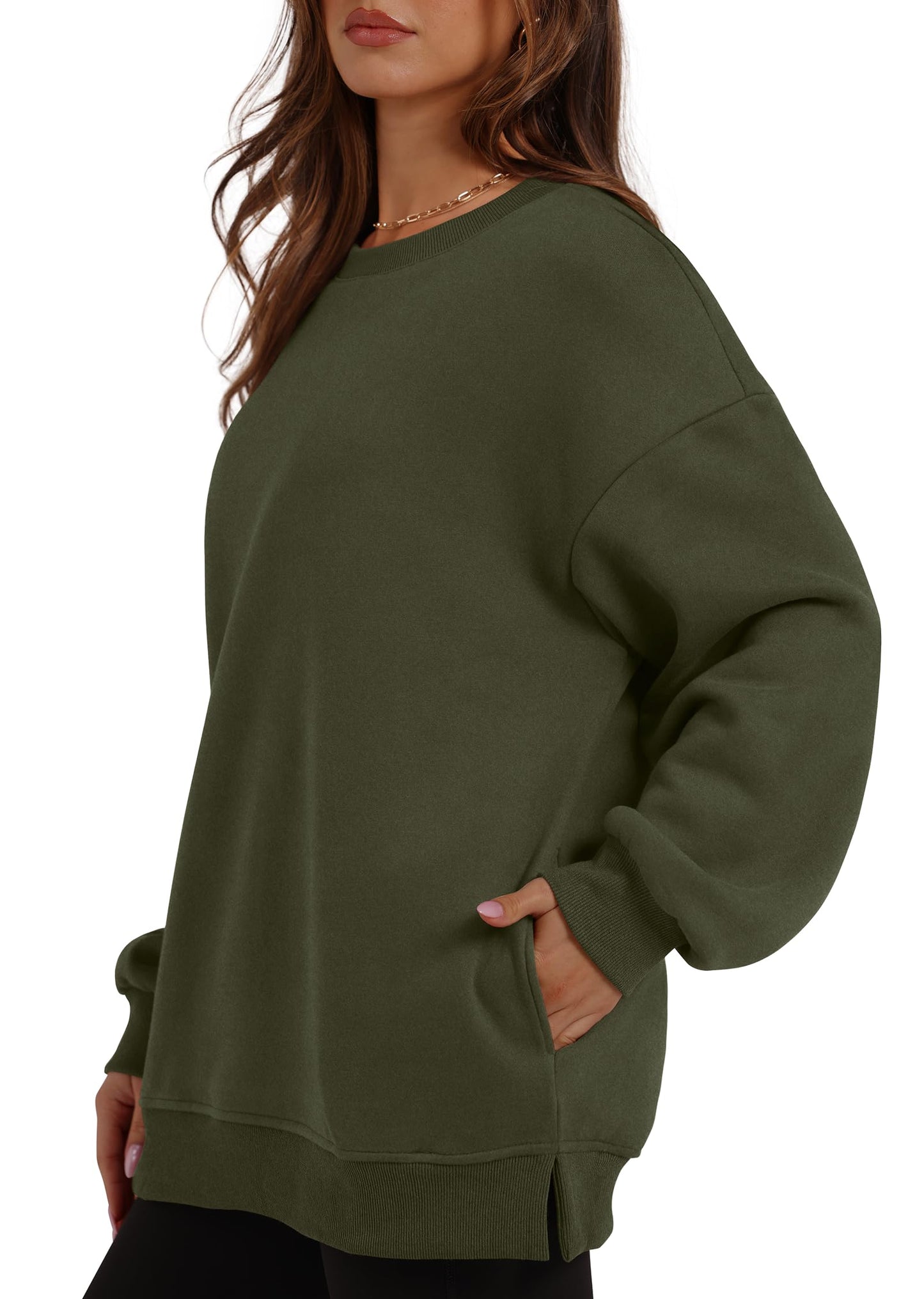 Women's Oversized Fleece Pullover with Hidden Pockets Buy 2 Free Shipping