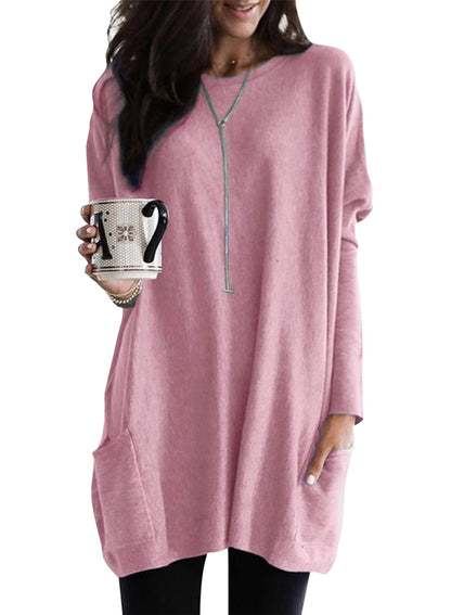 Women's Casual Long Sleeve Lightweight T-Shirt Top with Pockets