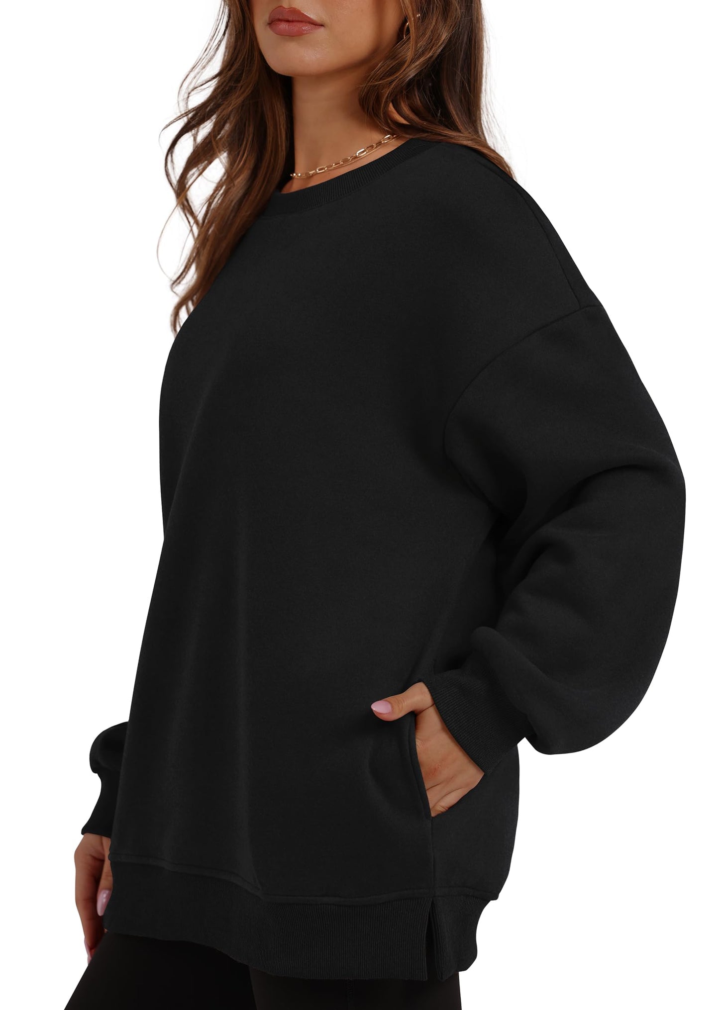 Women's Oversized Fleece Pullover with Hidden Pockets Buy 2 Free Shipping