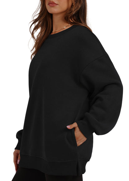 Women's Oversized Fleece Pullover with Hidden Pockets Buy 2 Free Shipping