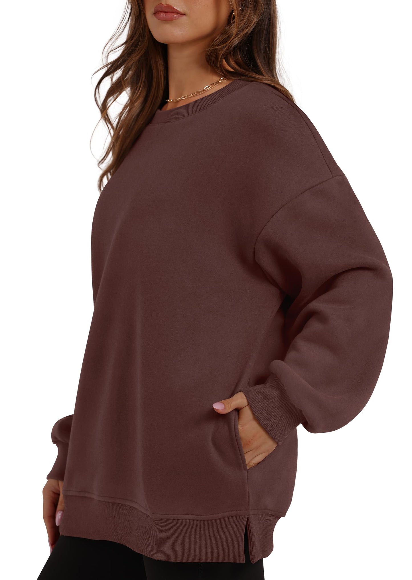 Women's Oversized Fleece Pullover with Hidden Pockets Buy 2 Free Shipping