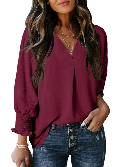 🔥Hot Sale-Womens Casual 3/4 Sleeve V Neck Loose Fit Basic Tees (BUY 3 FREE SHIPPING)