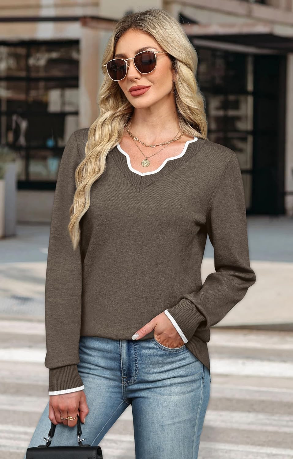 Womens Cozy Lightweight V Neck Sweaters Pullover(BUY 2 FREE SHIPPING)