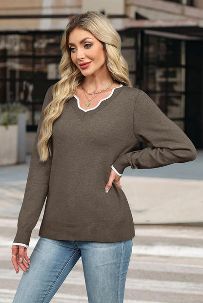 Womens Cozy Lightweight V Neck Sweaters Pullover(BUY 2 FREE SHIPPING)