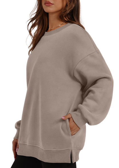 Women's Oversized Fleece Pullover with Hidden Pockets Buy 2 Free Shipping
