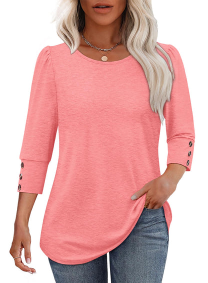 ✨Women's Casual 3/4 Sleeve with Buttons Dressy  Blouses(buy 3 free shipping)