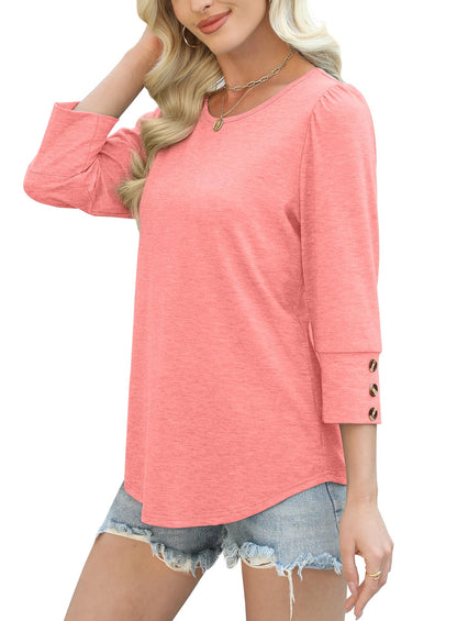 ✨Women's Casual 3/4 Sleeve with Buttons Dressy  Blouses(buy 3 free shipping)