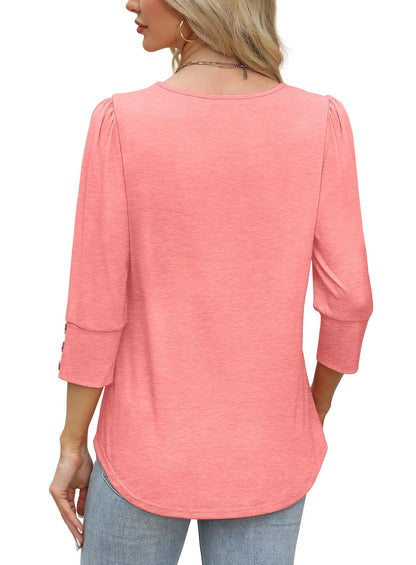 ✨Women's Casual 3/4 Sleeve with Buttons Dressy  Blouses(buy 3 free shipping)