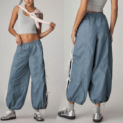 ✨ Women's Parachute Pants Elastic High Waist Full Twist Hiking Cargo Pants(Buy 2 Free Shipping!!)