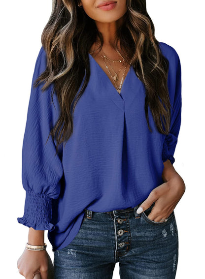 🔥Hot Sale-Womens Casual 3/4 Sleeve V Neck Loose Fit Basic Tees (BUY 3 FREE SHIPPING)